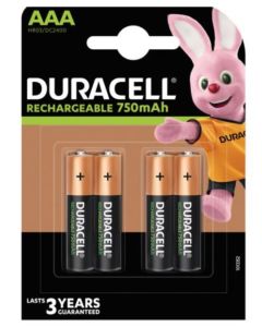 PAQUETE 4 PILAS DURACELL AAA 750mAh (LR03) B4 STAY CHARGE